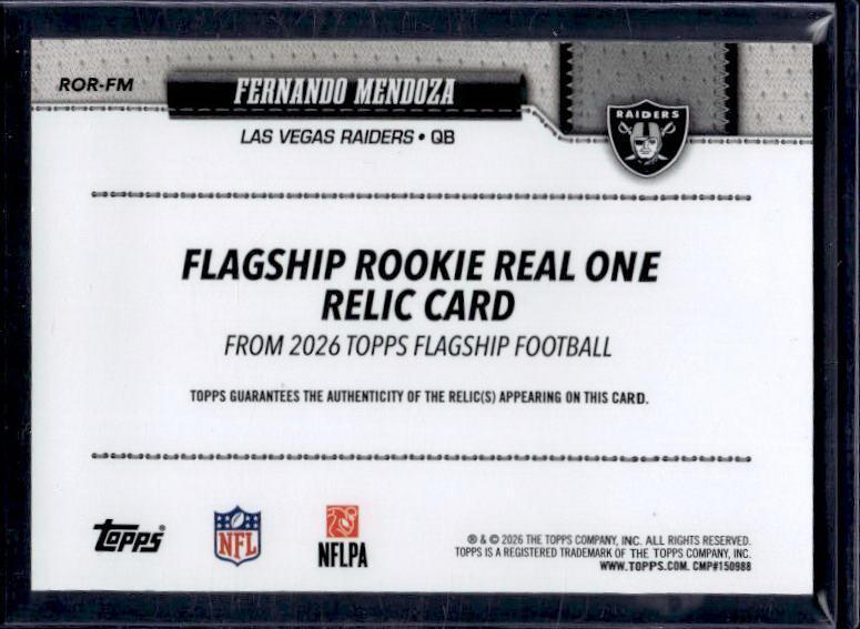 2026 Topps Flagship Fernando Mendoza #ROR-FM Rookie Patch