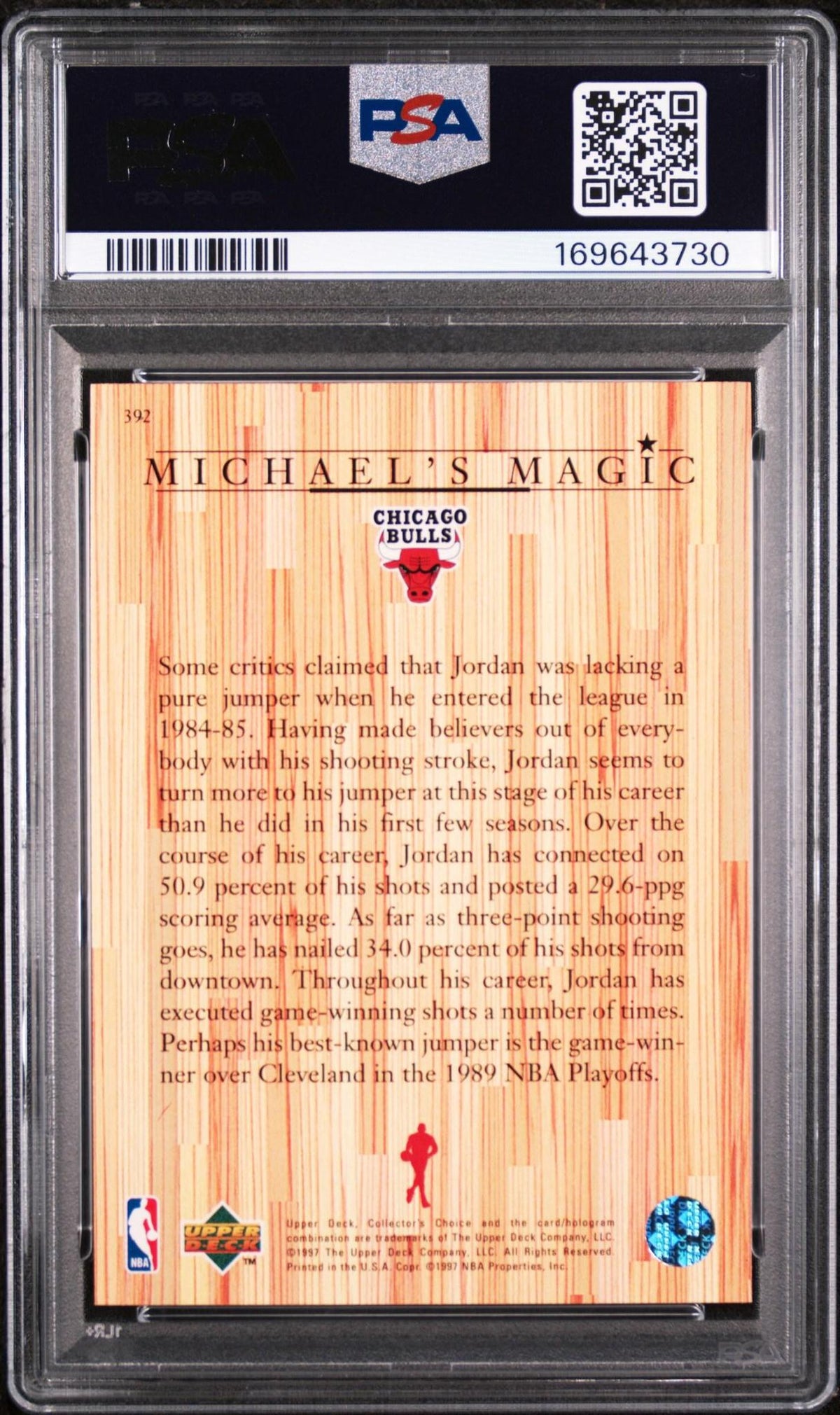 1997 COLLECTOR'S CHOICE 392 MICHAEL JORDAN PSA 10