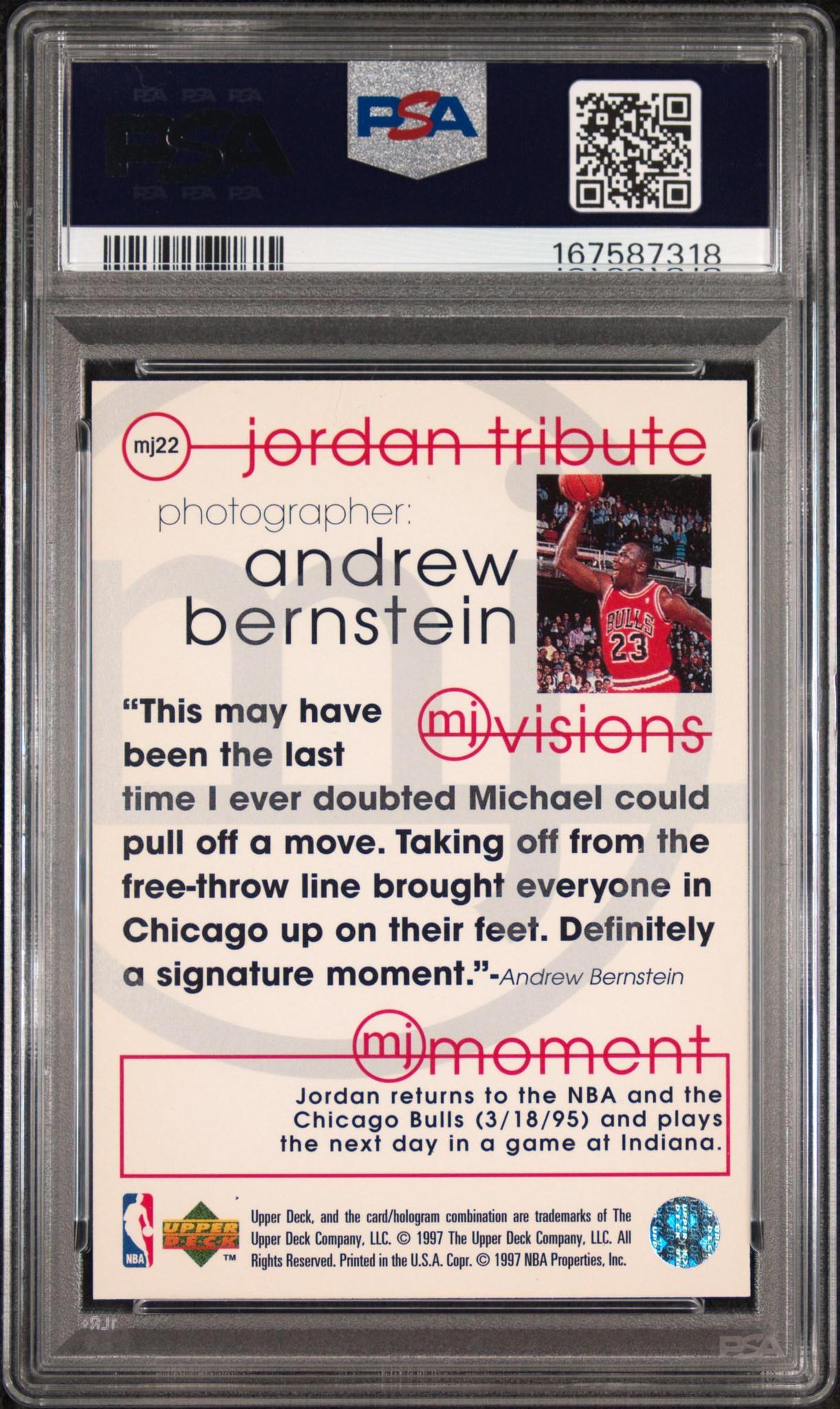 1996 Upper Deck Jordan Tribute MJ22 Michael Jordan Mj Visions PSA 10