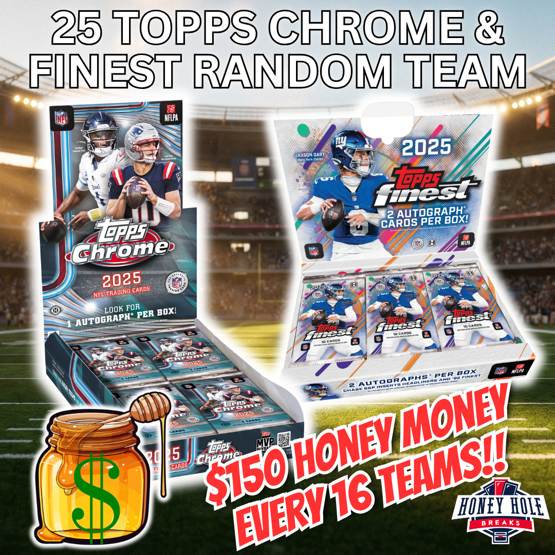1x 2025 Topps Chrome Football Hobby, 1x 2025 Topps Finest Football Hobby - RANDOM TEAM Break #1770