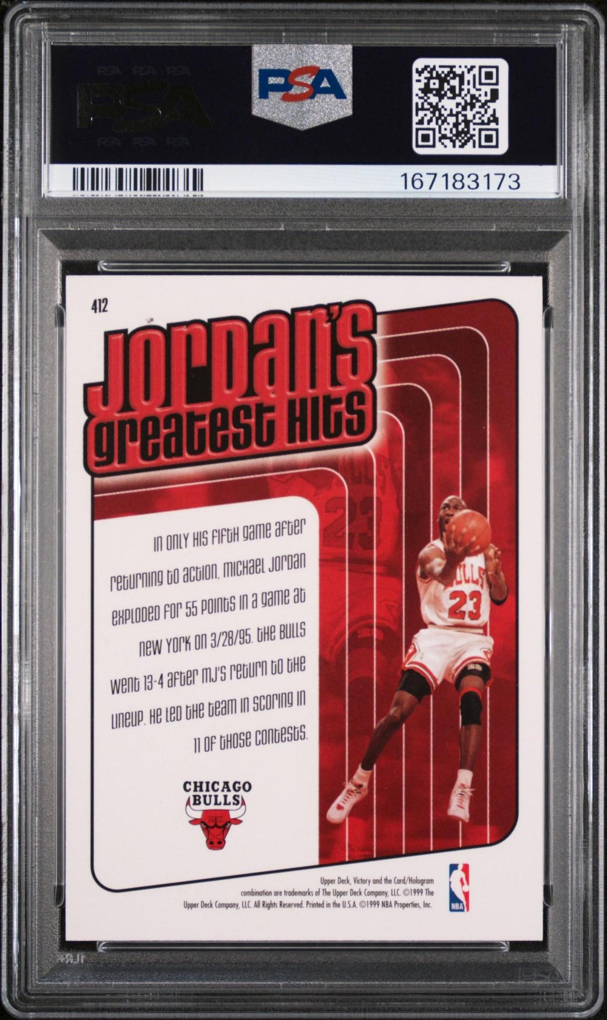 1999 UPPER DECK VICTORY 412 MICHAEL JORDAN PSA 10
