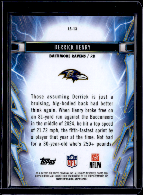 2025 Topps Chrome Cosmic #LS-13 Derrick Henry Light Speed Orange Galactic Refractor #/25
