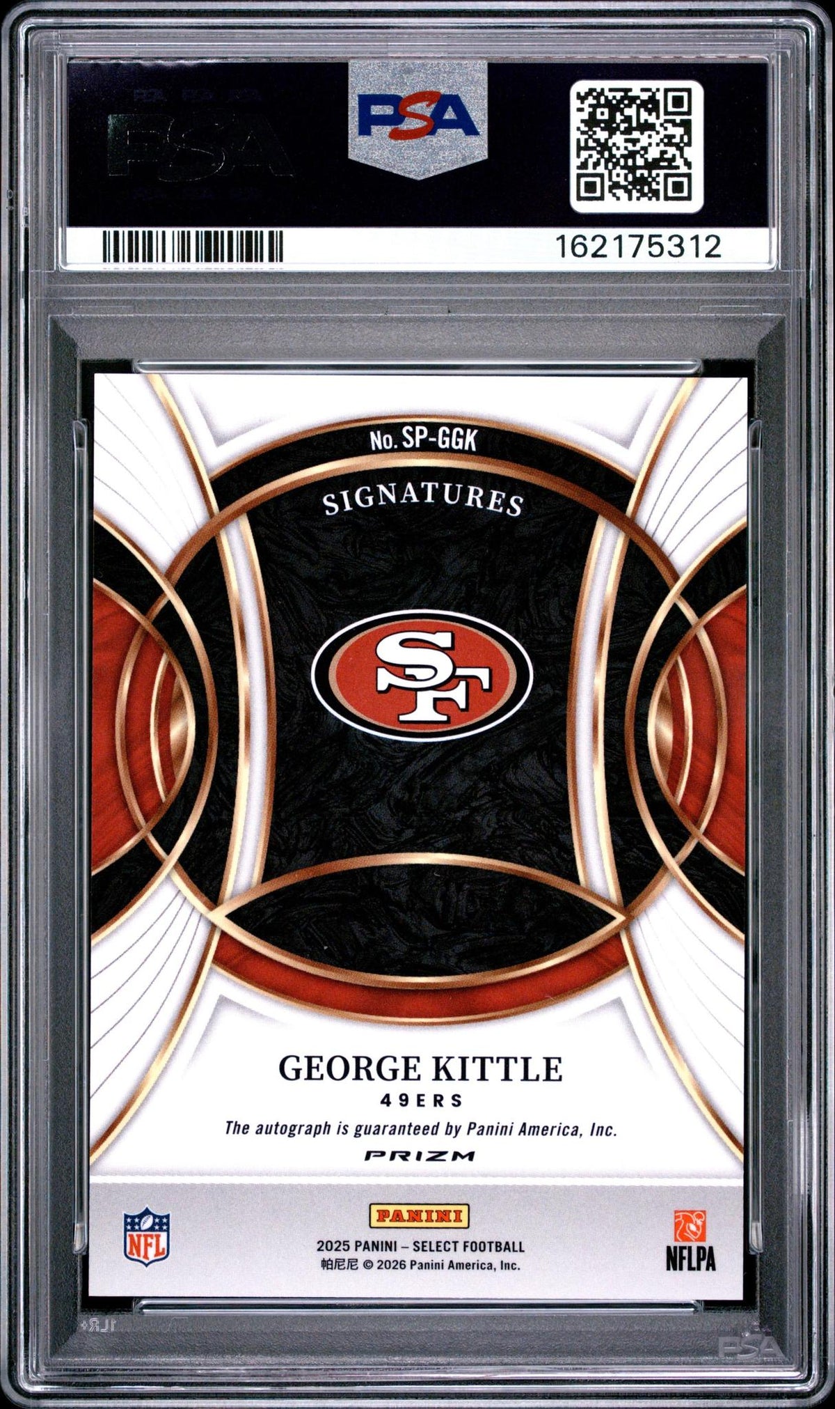 2025 PANINI SELECT SIGNATURES SP-GGK GEORGE KITTLE PRIZM PSA 10