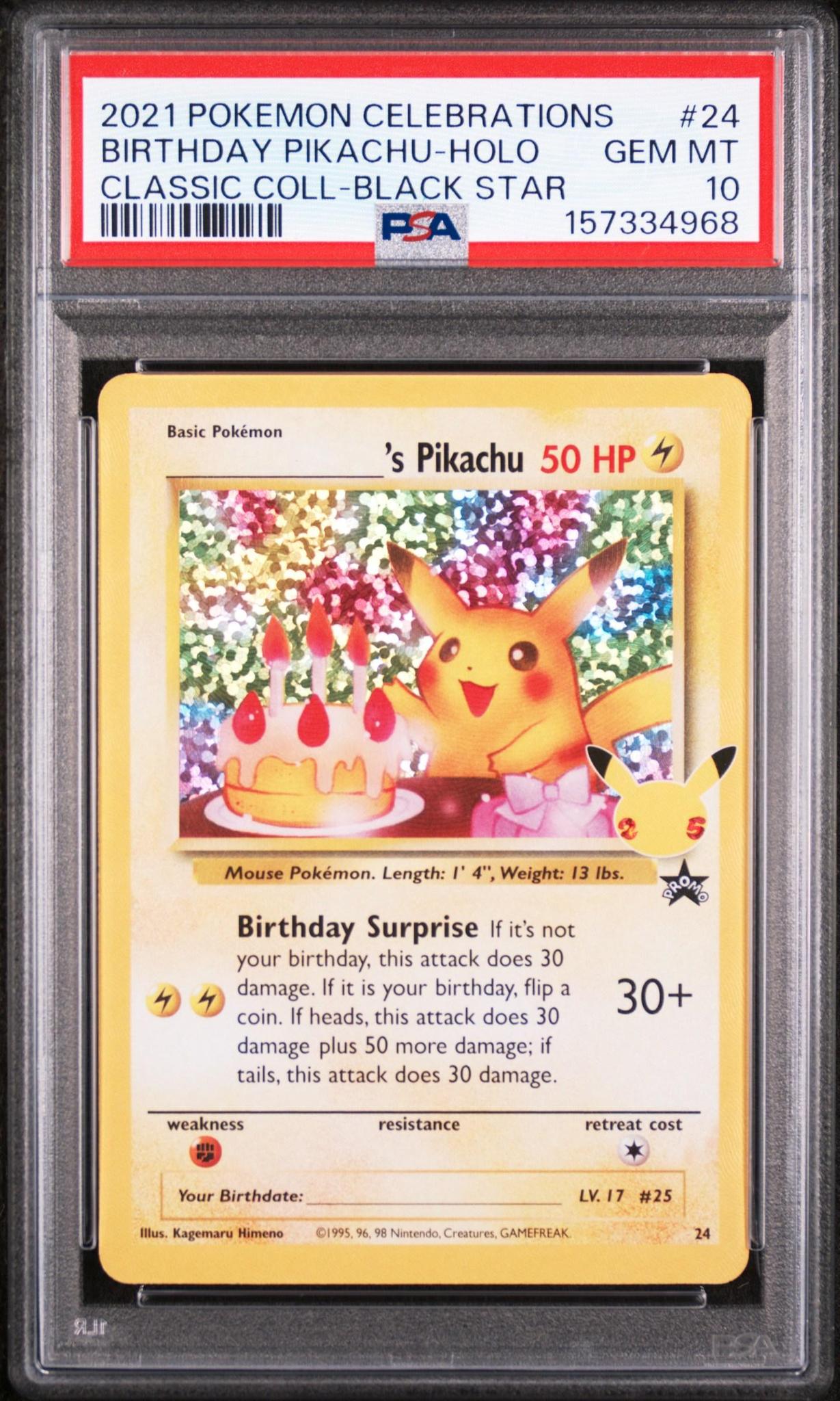 2021 POKEMON CELEBRATIONS CLASSIC COLLECTION #24 BIRTHDAY PIKACHU-HOLO PSA 10