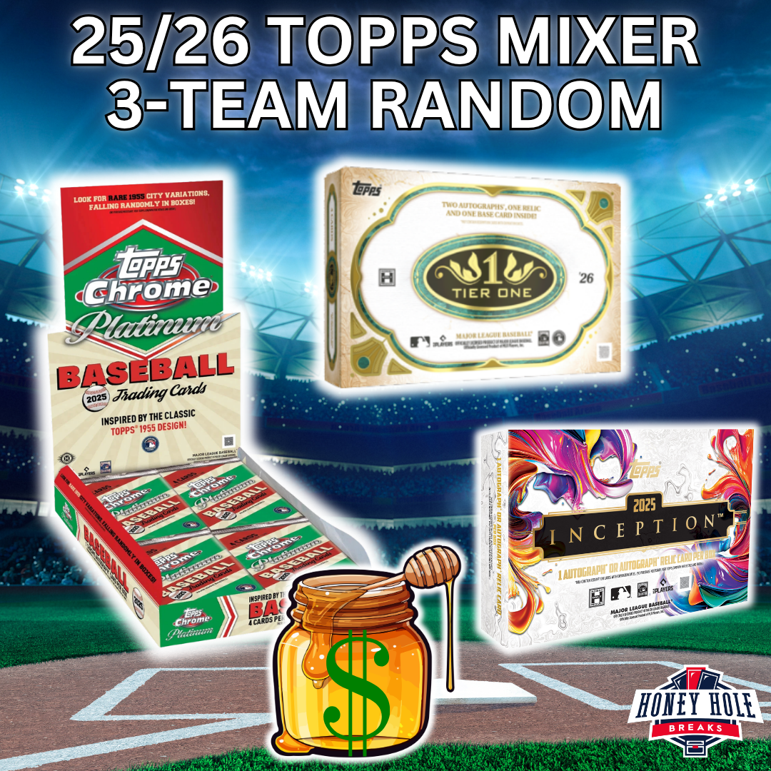 1x 2026 Topps Tier One Baseball Hobby, 1x 2025 Topps Inception Baseball Hobby, 1x 2025 Topps Chrome Platinum Baseball Hobby - 3 RANDOM TEAM Break #1835