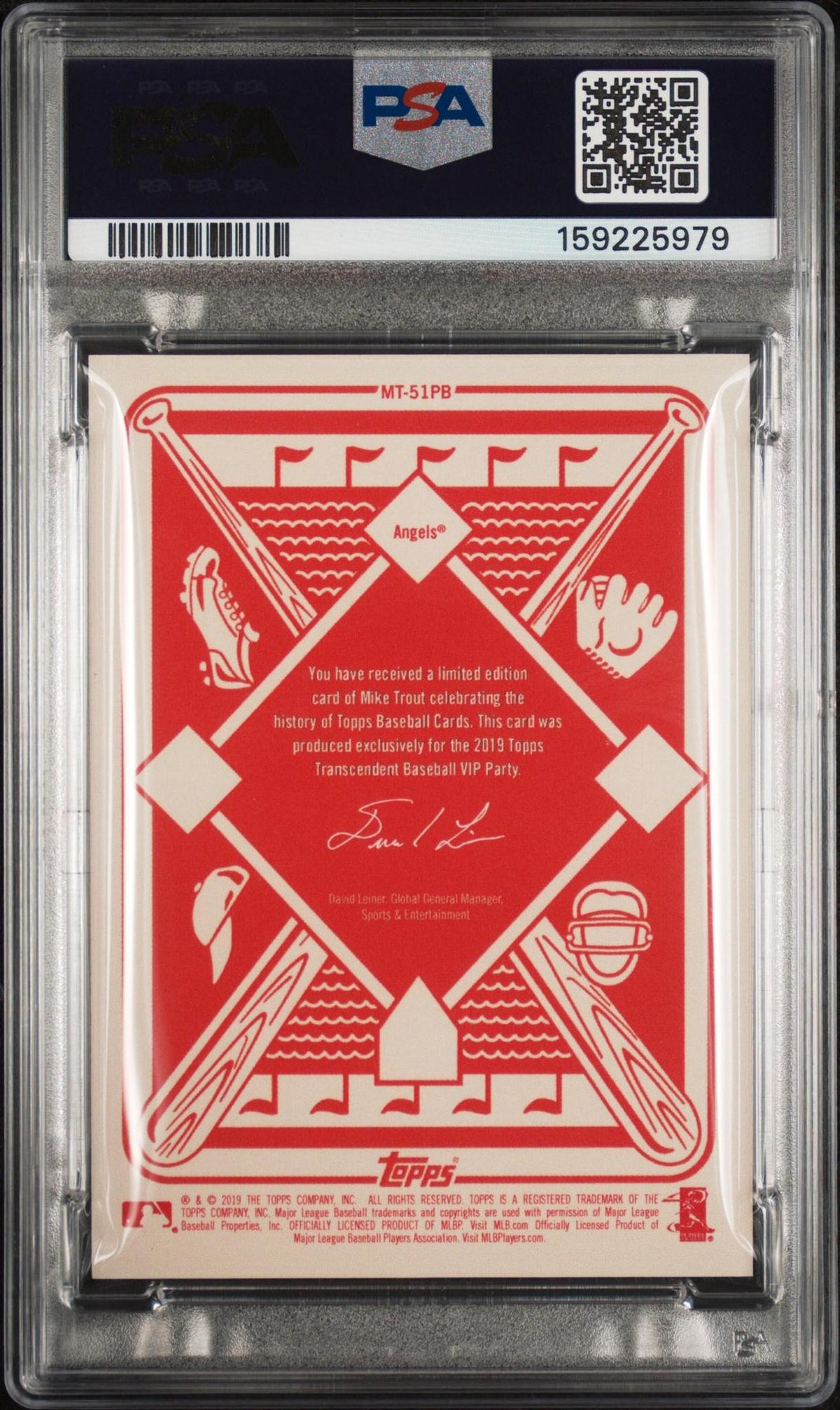 2019 TOPPS TRANSCENDENT VIP PARTY MIKE TROUT THROUGH THE YEARS 51PB MIKE TROUT PSA 10