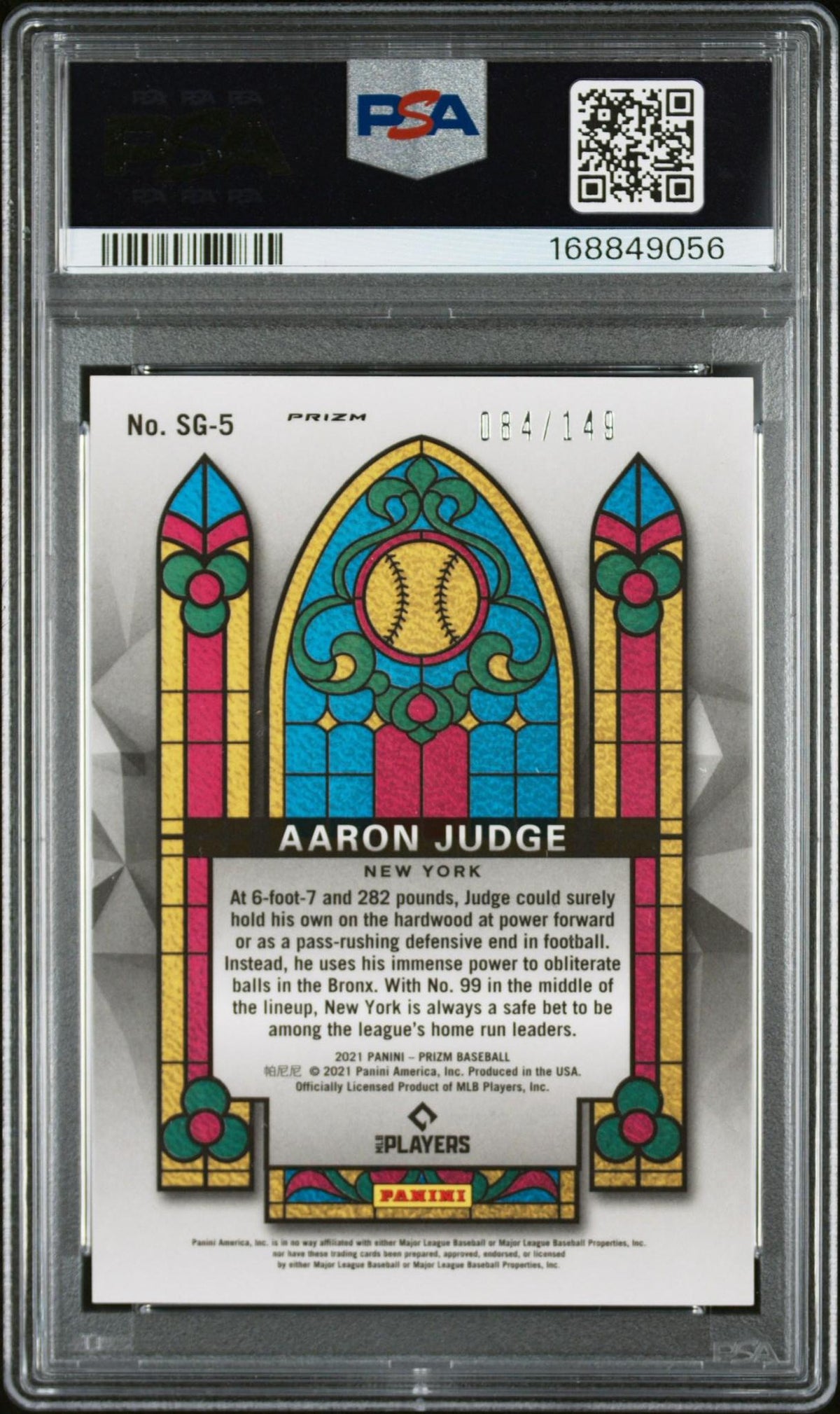 2021 PANINI PRIZM STAINED GLASS SG-5 AARON JUDGE RED MOJO PSA 10