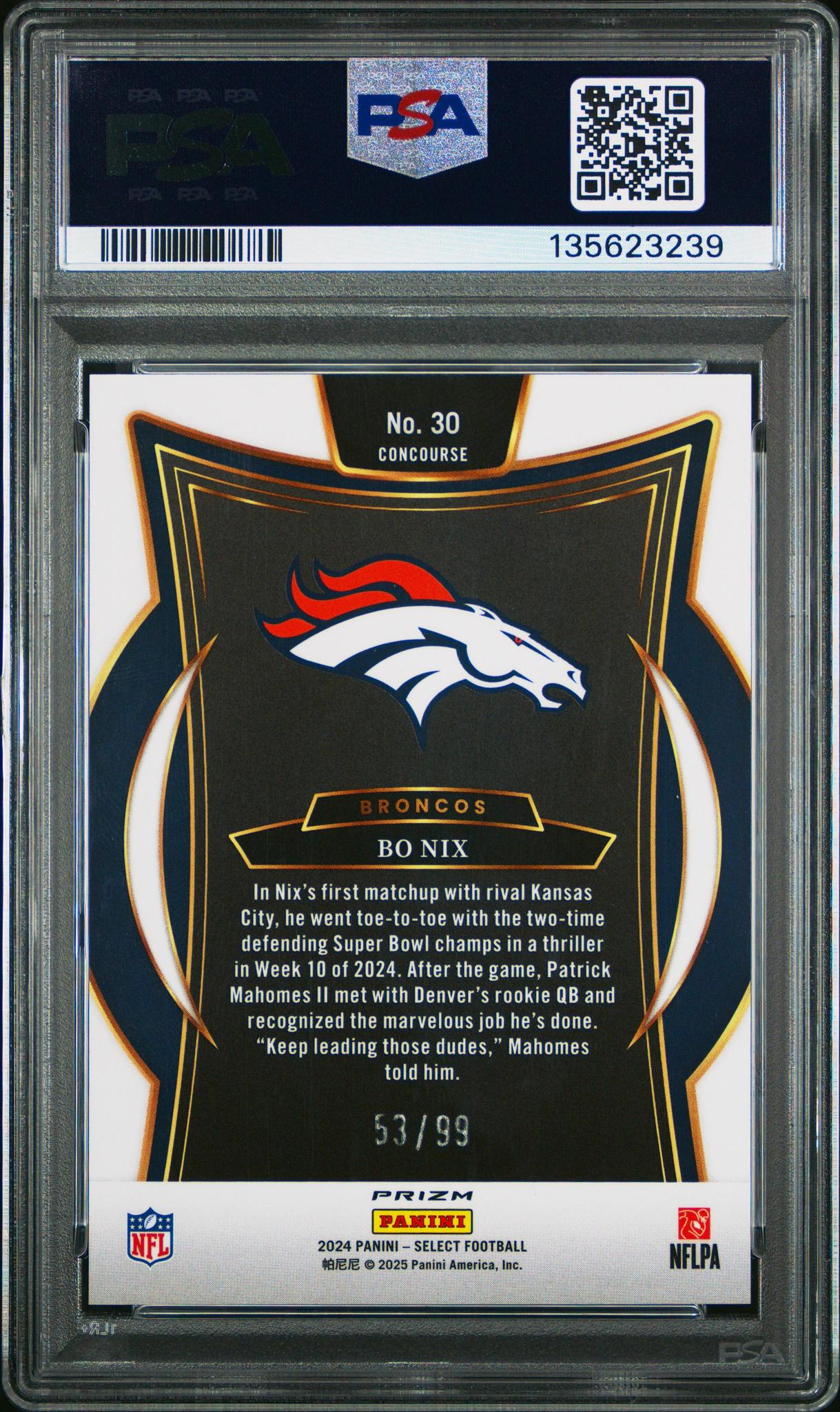 2024 PANINI SELECT 30 BO NIX RED PRIZM PSA 10