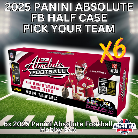 HALF CASE 2025 Panini Absolute Football Hobby (6 Boxes) - Pick Your Team Break #1210