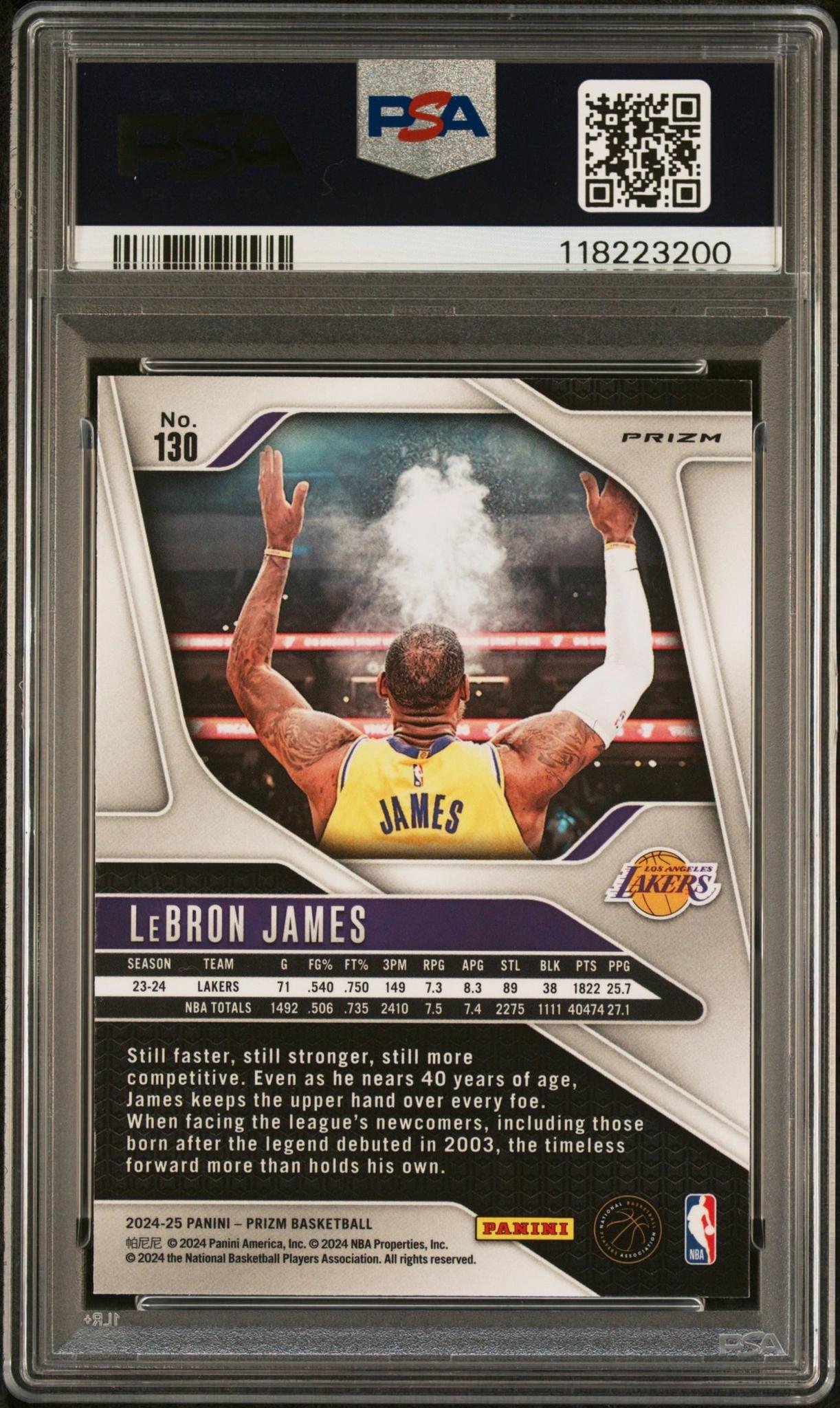 2024 Panini Prizm #130 Lebron James Red Ice PSA 8