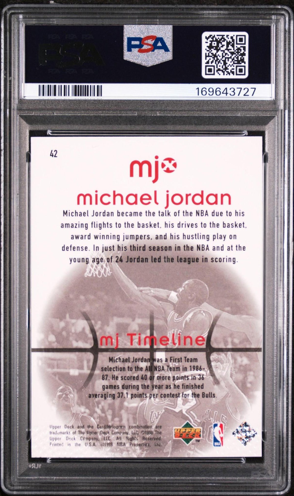 1998 UPPER DECK MJx 42 MICHAEL JORDAN PSA 10