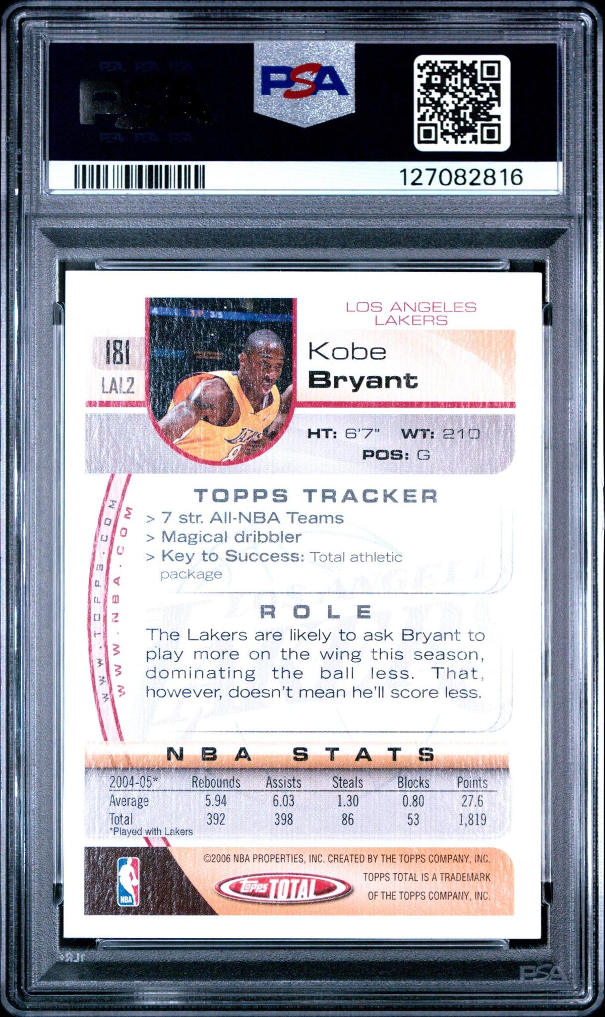 2005 Topps Total 181 Kobe Bryant PSA 10