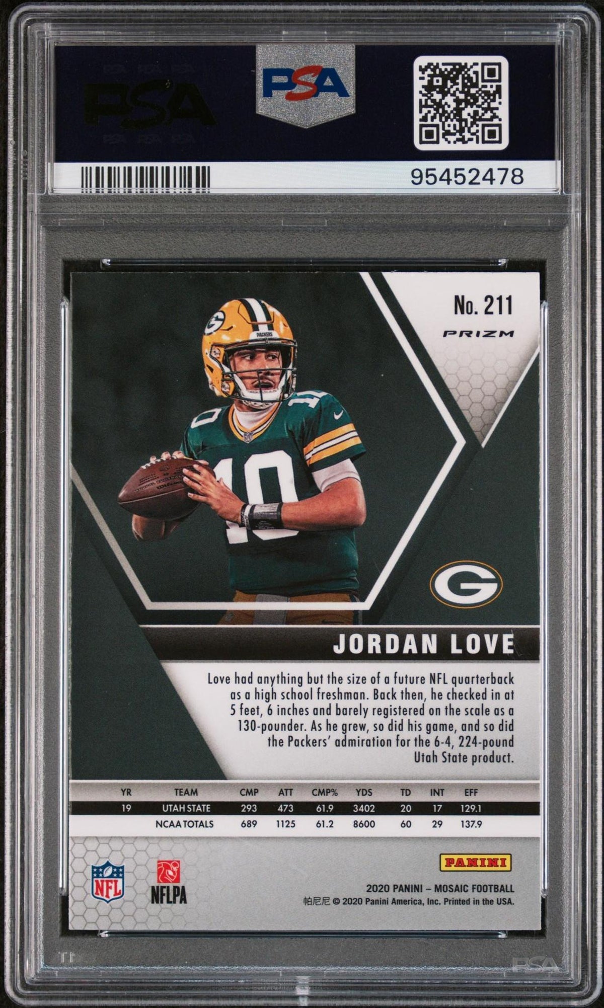 2020 Mosaic Jordan Love #211 Red/Green Choice PSA 10 Rookie