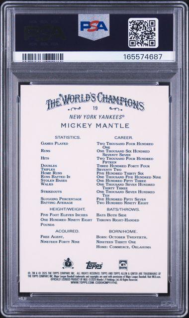 2025 TOPPS ALLEN & GINTER #19 MICKEY MANTLE CHROME-GOLD REFRACTOR PSA 9