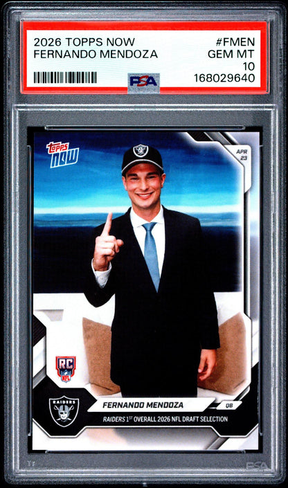 2026 TOPPS NOW #FMEN FERNANDO MENDOZA PSA 10