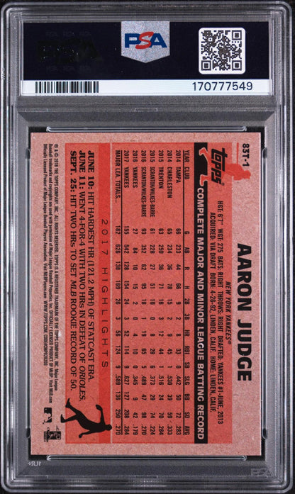2018 TOPPS CHROME 1983 TOPPS 83T-1 AARON JUDGE PSA 10