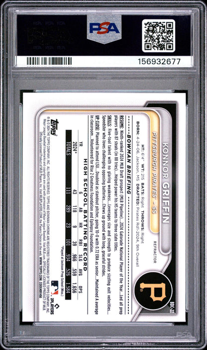 2024 BOWMAN DRAFT BDC22 KONNOR GRIFFIN CHROME-REFRACTOR PSA 10