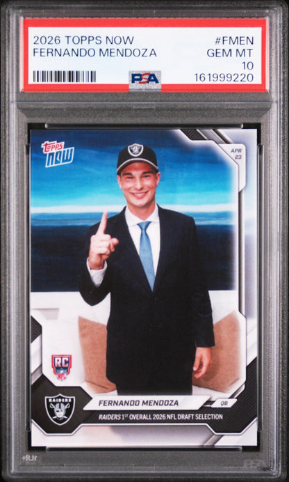 2026 TOPPS NOW FMEN FERNANDO MENDOZA PSA 10