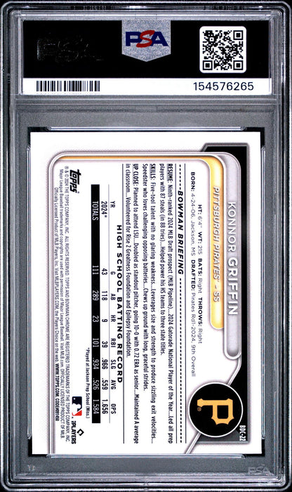 2024 BOWMAN DRAFT BDC22 KONNOR GRIFFIN CHROME PSA 10