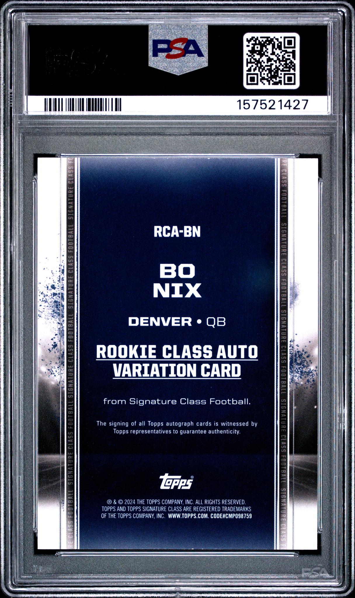 2024 TOPPS SIGNATURE CLASS ROOKIE CLASS AUTOGRAPH VARIATION RCABN BO NIX