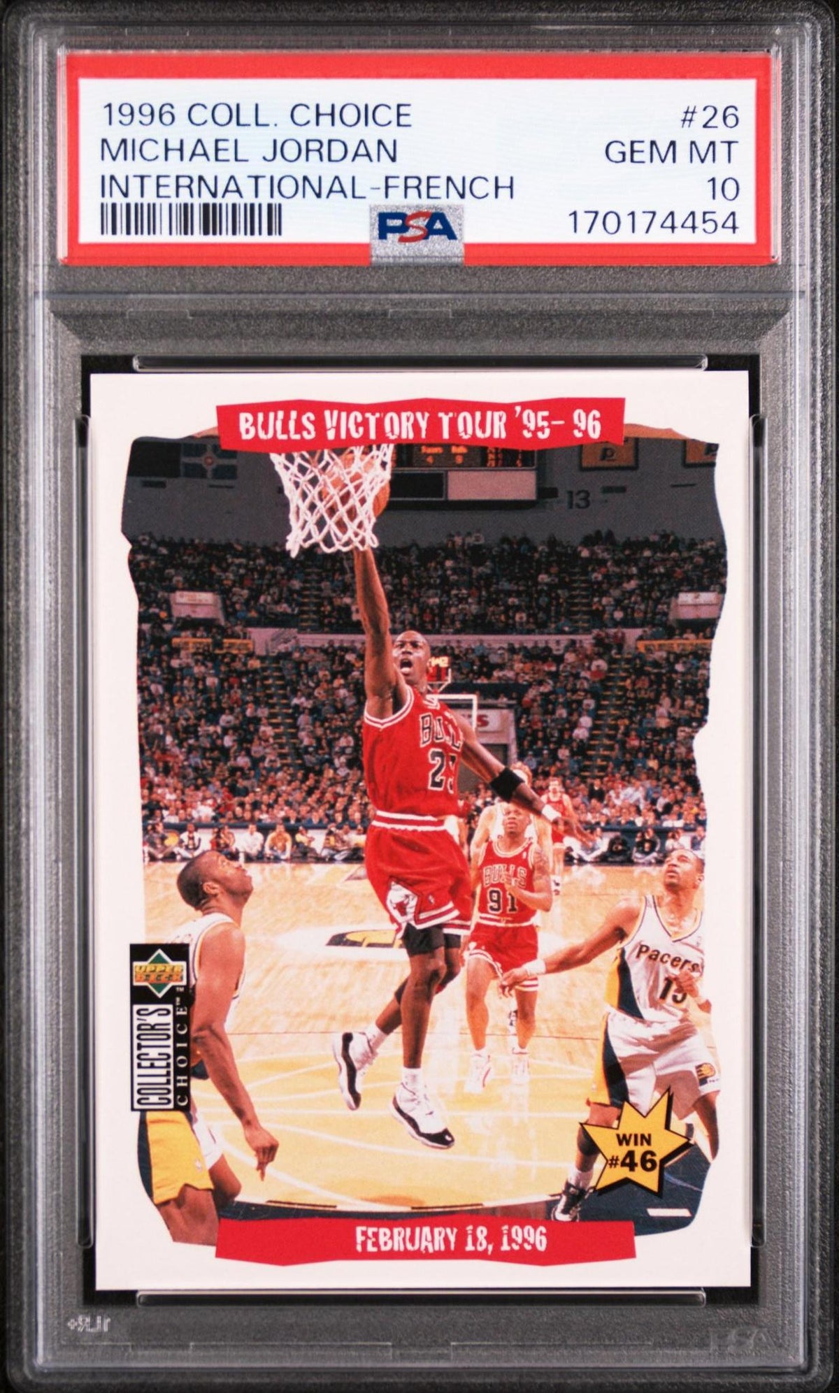 1996 COLLECTOR'S CHOICE INTERNATIONAL 26 MICHAEL JORDAN FRENCH PSA 10