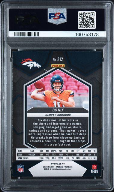2024 PANINI MOSAIC #312 BO NIX RED SPARKLE PSA 10