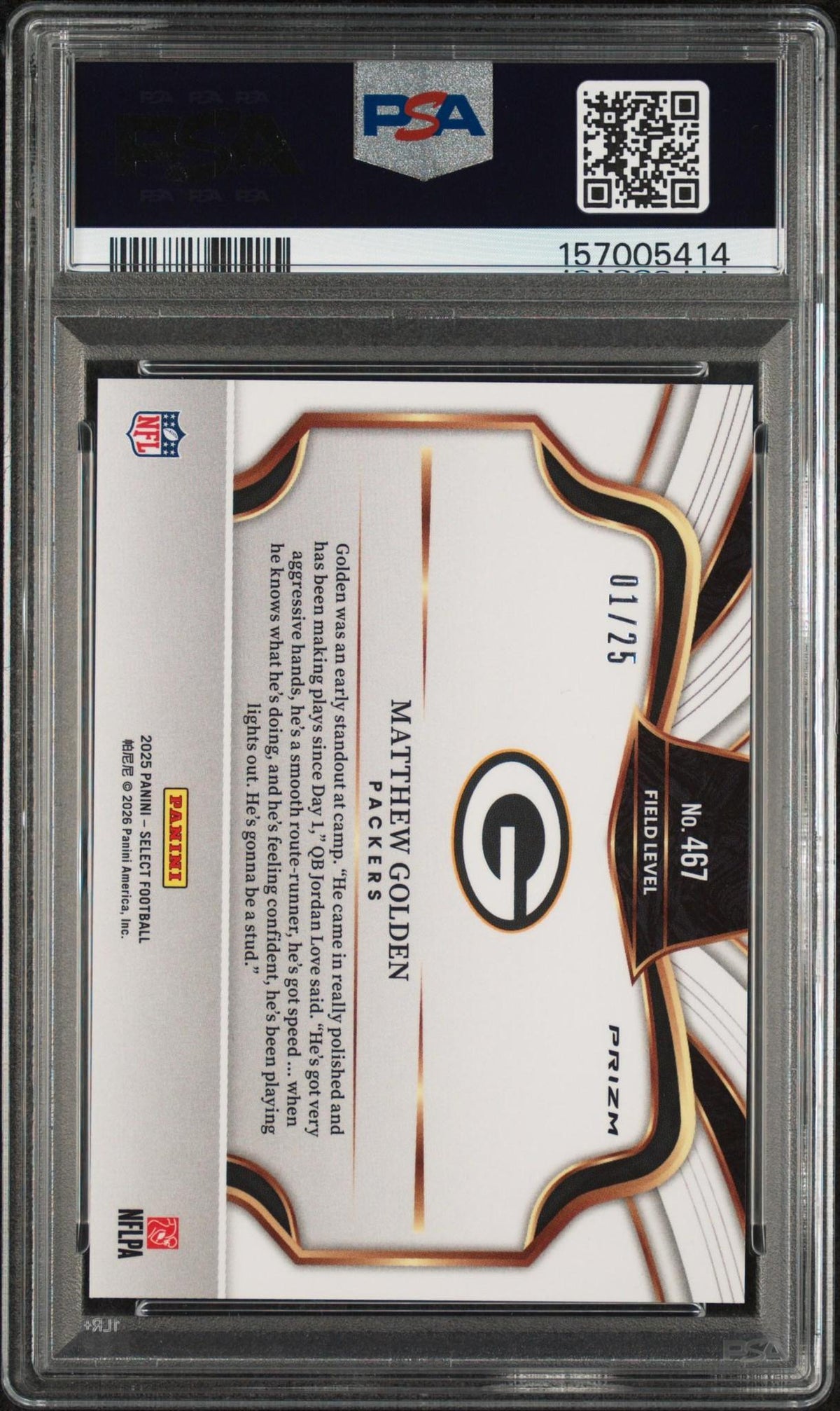 2025 PANINI SELECT 467 MATTHEW GOLDEN TIE-DYE PRIZM PSA 10