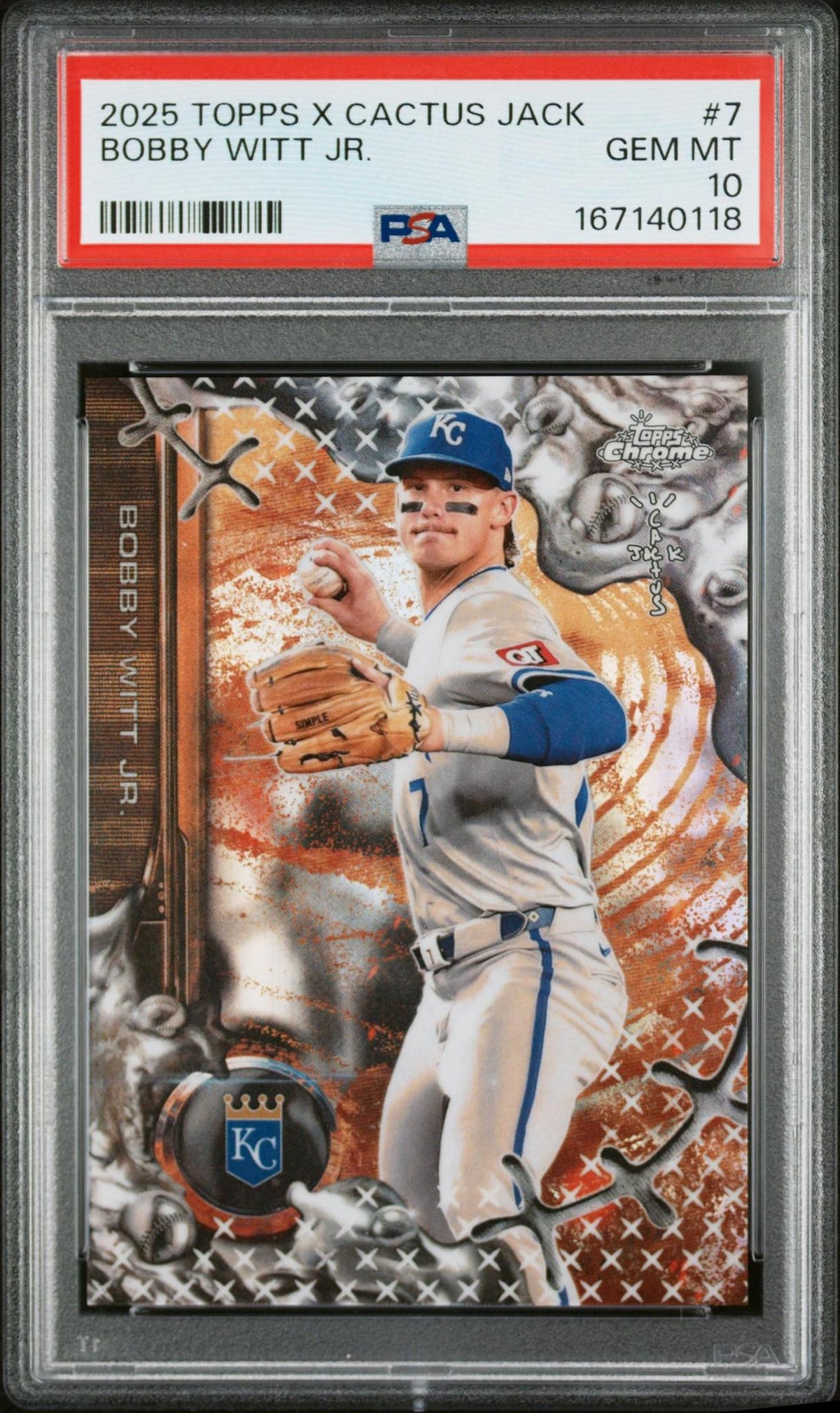 2025 TOPPS CHROME X CACTUS JACK 7 BOBBY WITT JR. PSA 10