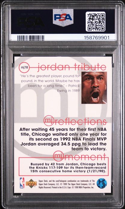 1998 UPPER DECK JORDAN TRIBUTE MJ78 MICHAEL JORDAN MJ REFLECTIONS PSA 10
