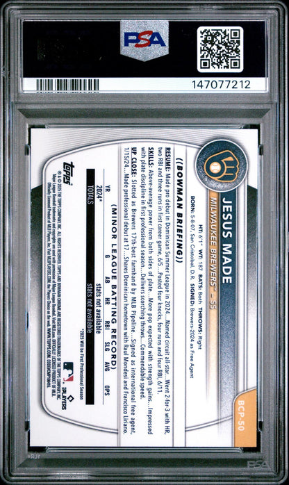 2025 Bowman Jesus Made #BCP50 Reptilian Refractor PSA 10