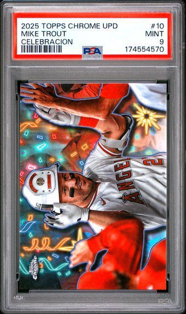 2025 TOPPS CHROME UPDATE CELEBRACION #10 MIKE TROUT PSA 9