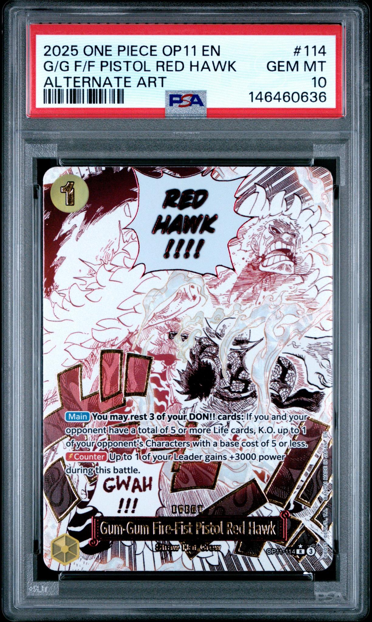 2025 One Piece OP11 Pistol Red Hawk PSA 10