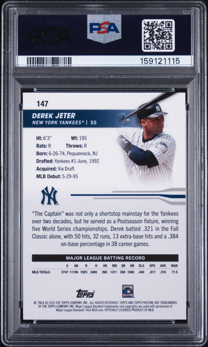 2024 TOPPS PRISTINE 147 DEREK JETER BLUE REFRACTOR PSA 10