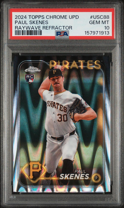 2024 TOPPS CHROME UPDATE USC88 PAUL SKENES RAYWAVE REFRACTOR PSA 10