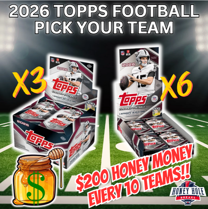HALF CASE (3x) 2026 Topps Football Jumbo, HALF CASE (6x) 2026 Topps Football Hobby - Pick Your Team Break #2026