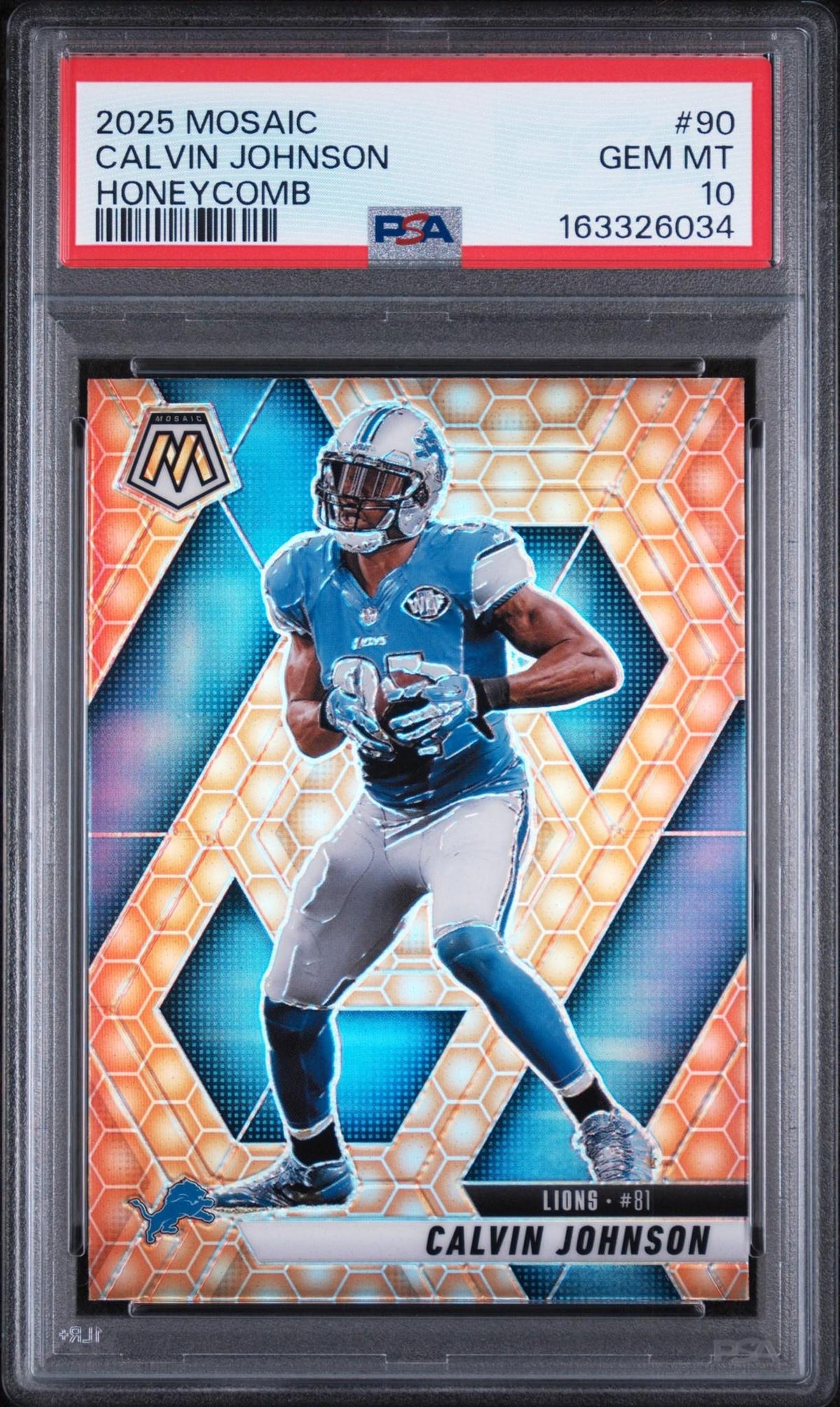 2025 PANINI MOSAIC 90 CALVIN JOHNSON HONEYCOMB PSA 10