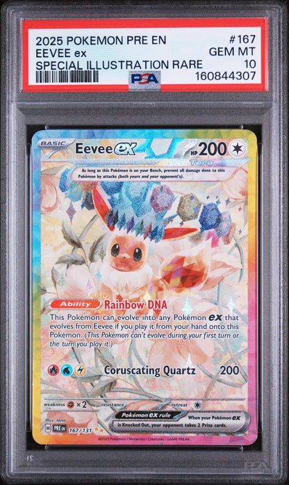 2025 POKEMON PRE EN-PRISMATIC EVOLUTIONS 167 EEVEE EX SPECIAL ILLUSTRATION RARE PSA 10