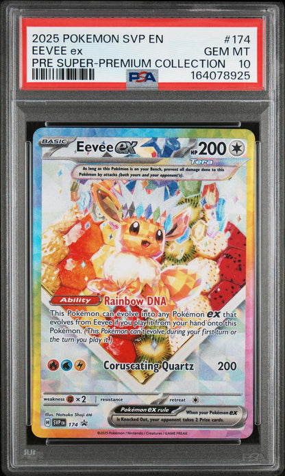 2025 POKEMON SVP EN-SV BLACK STAR PROMO 174 EEVEE EX PRISMATIC EVOLUTIONS SUPER-PREMIUM COLLECTION PSA 10