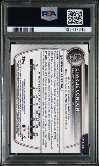 2025 Bowman Mega Box Charlie Condon Green Autograph PSA 9 #CC /99