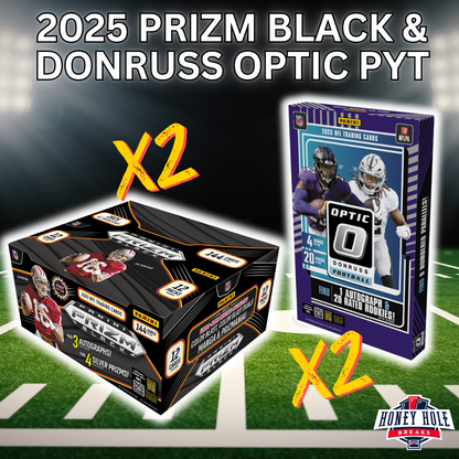 2x '25 Panini Prizm Black Football Hobby + 2x '25 Panini Donruss Optic Football Hobby - PICK YOUR TEAM Break #1572