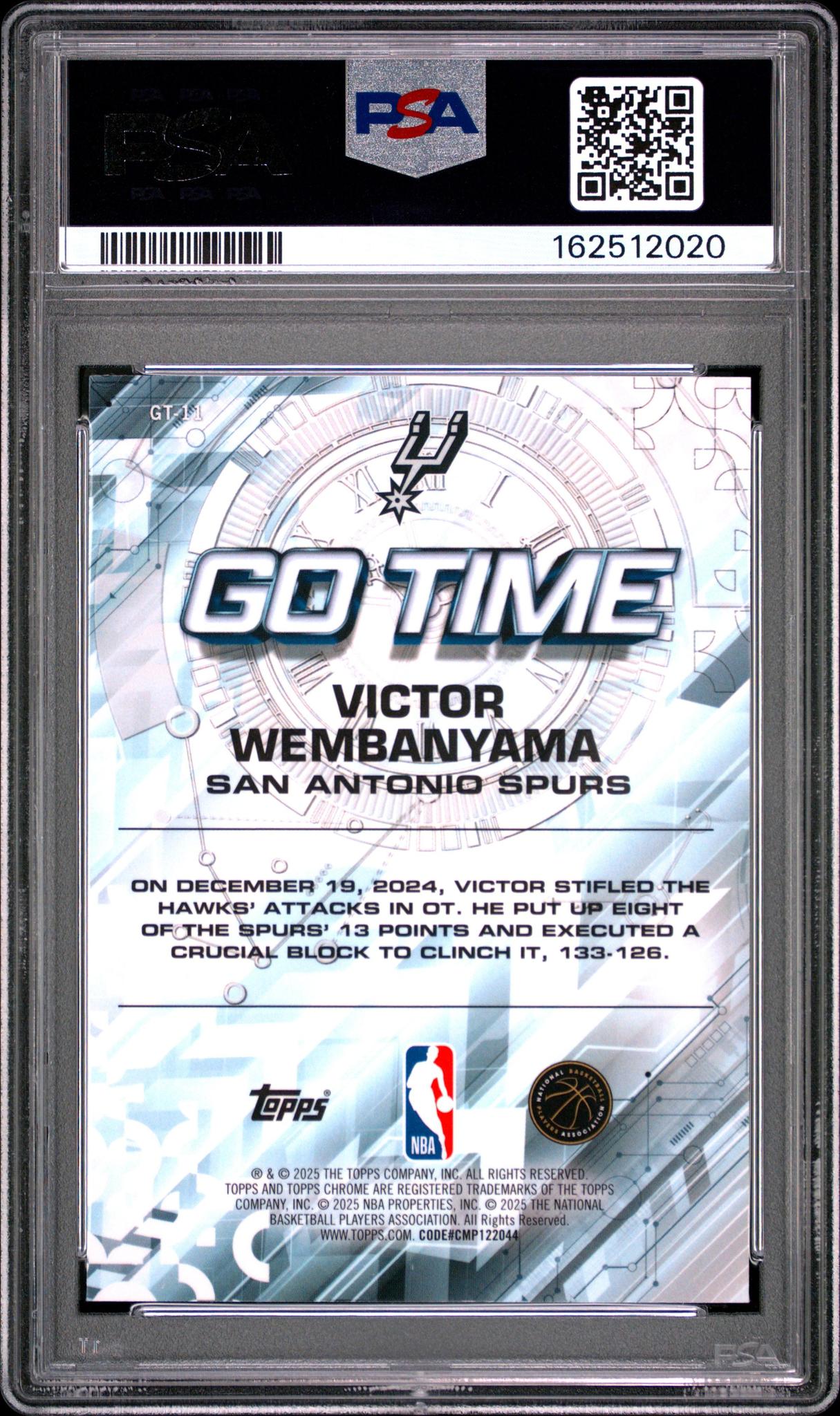 2025 TOPPS CHROME GO TIME GT-11 VICTOR WEMBANYAMA RAYWAVE PSA 10
