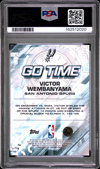 2025 TOPPS CHROME GO TIME GT-11 VICTOR WEMBANYAMA RAYWAVE PSA 10