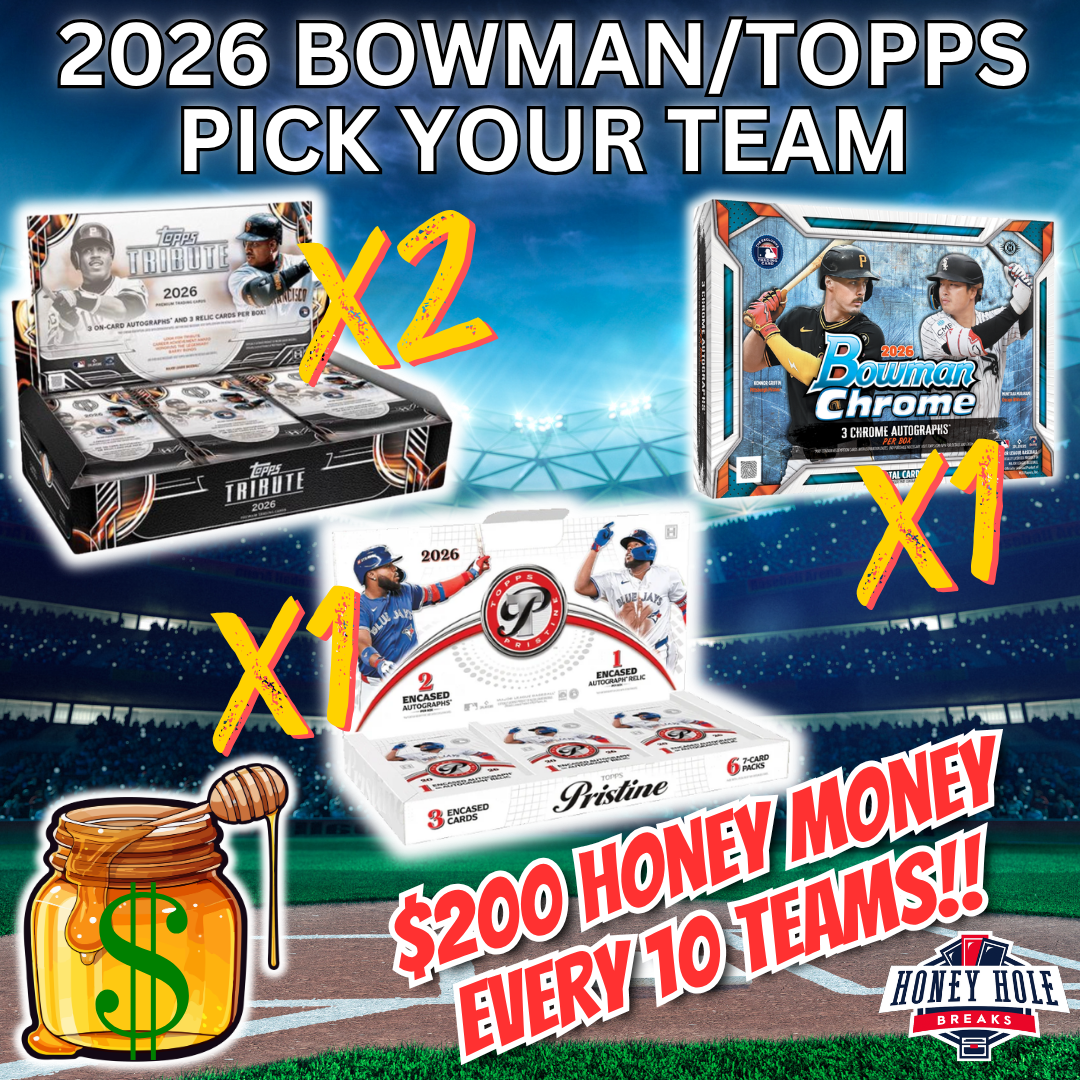 2x 2026 Topps Tribute Baseball Hobby, 1x 2026 Topps Pristine Baseball Hobby, 1x 2026 Bowman Chrome Baseball Delight - PICK YOUR TEAM Break #2160