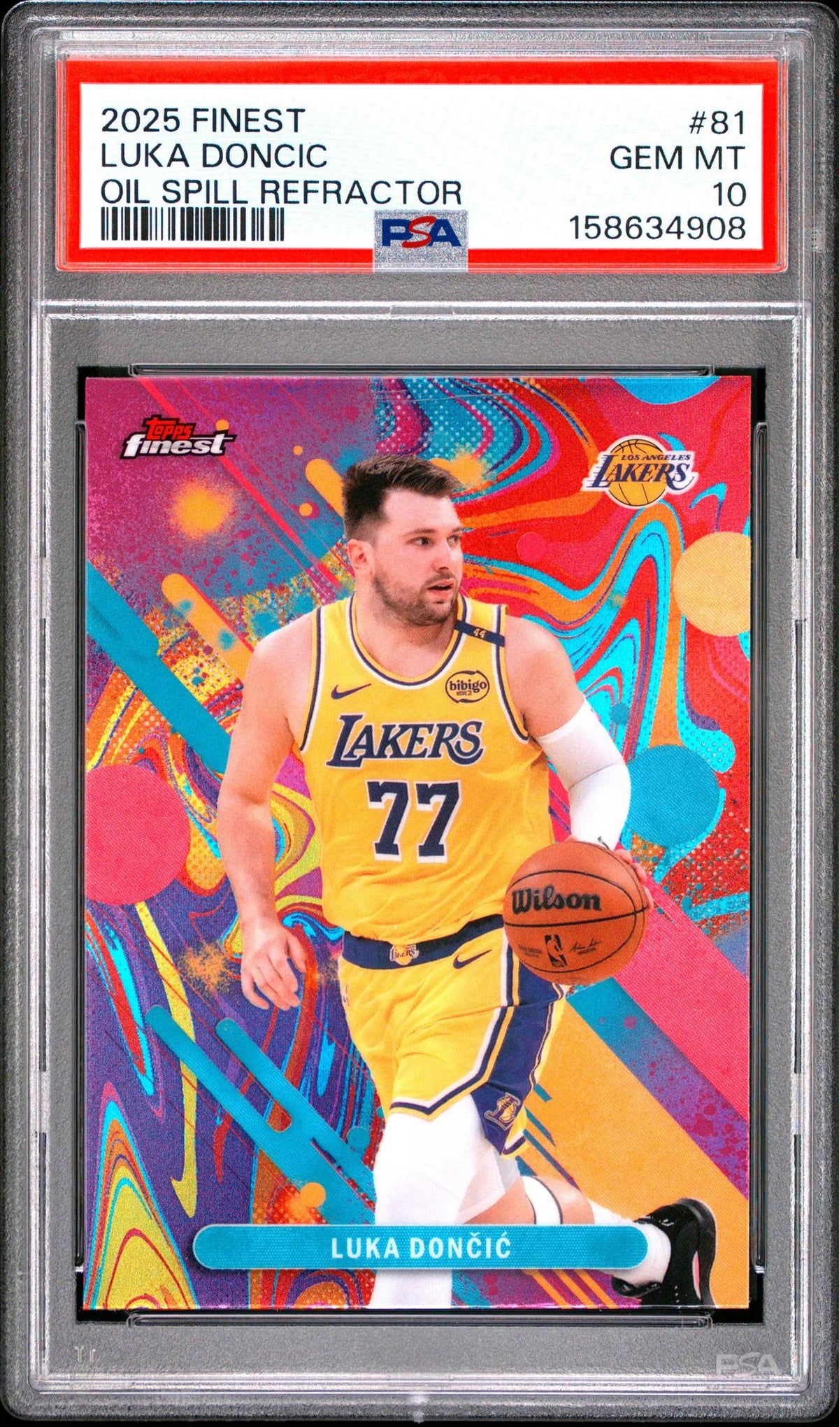 2025 Finest Luka Doncic #81 Oil Spill Refractor PSA 10