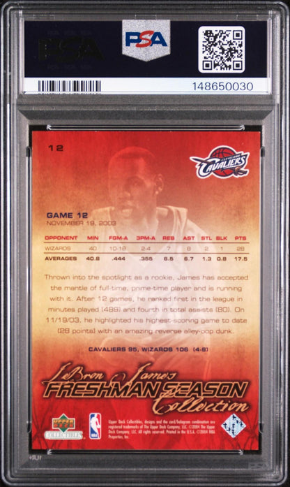 2003 UD COLLECTIBLES LeBRON JAMES FRESHMAN SEASON 12 LeBRON JAMES PSA 10