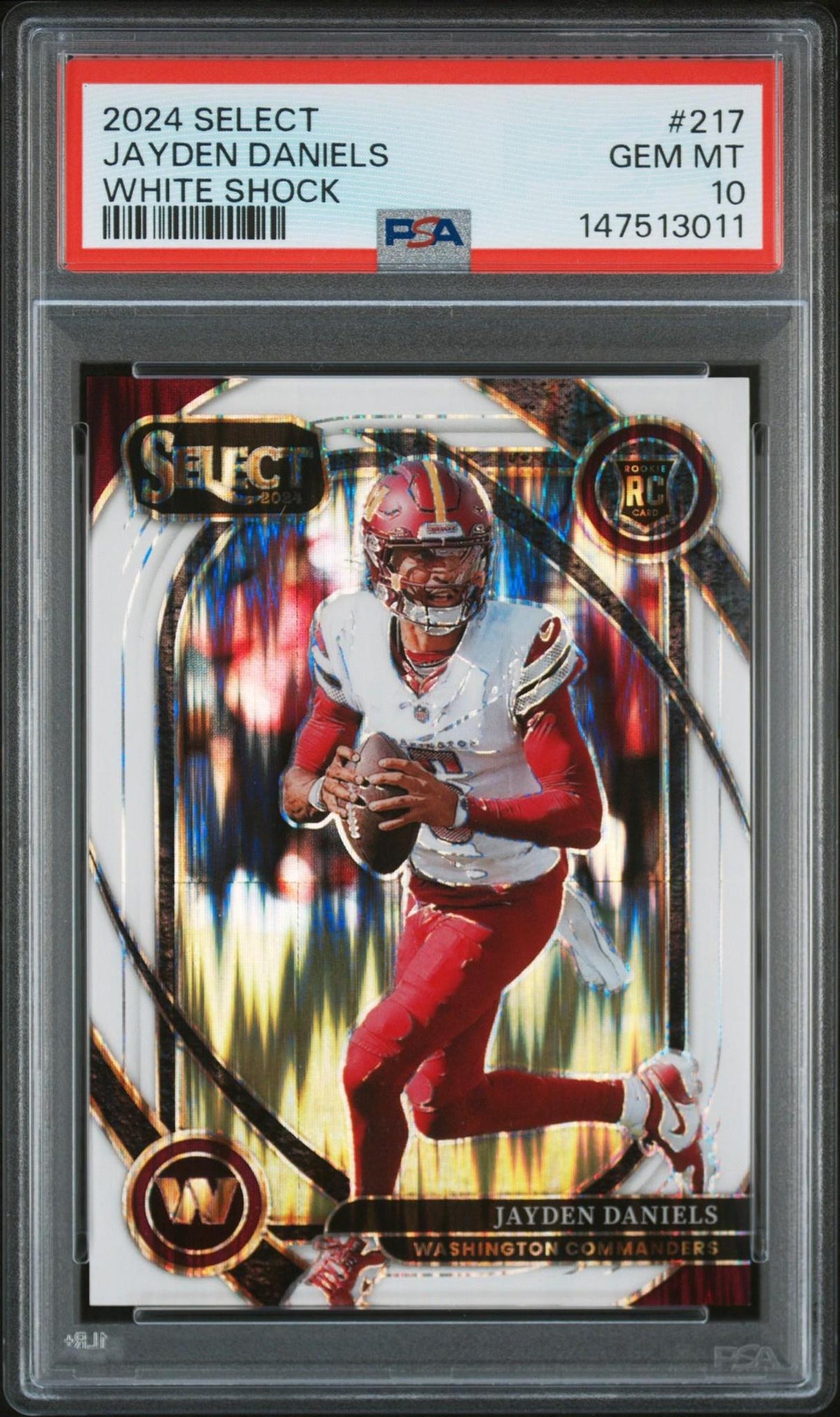 2024 PANINI SELECT 217 JAYDEN DANIELS WHITE SHOCK PSA 10