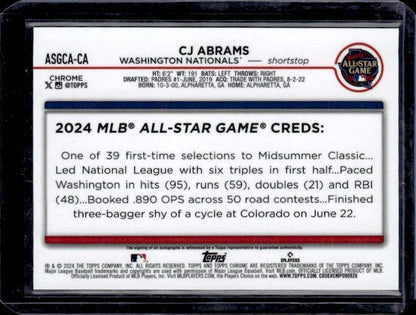2024 Topps Chrome Update #ASGCA-CA CJ Abrams 2024 All-Star Game Chrome Autographs X-Fractors #/125