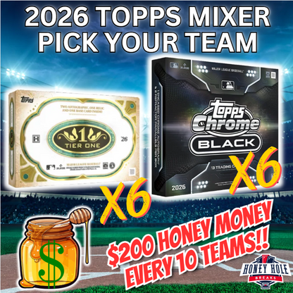 6x 2026 Topps Tier One Baseball Hobby, 6x 2026 Topps Chrome Black Baseball Hobby - PICK YOUR TEAM Break #1889