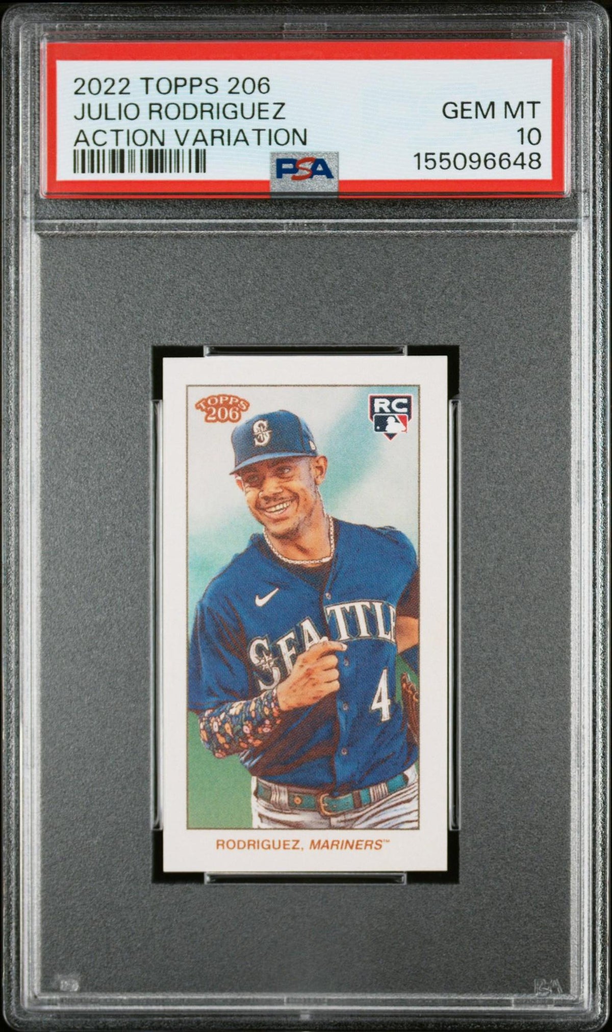 2022 TOPPS 206 JULIO RODRIGUEZ ACTION VARIATION PSA 10
