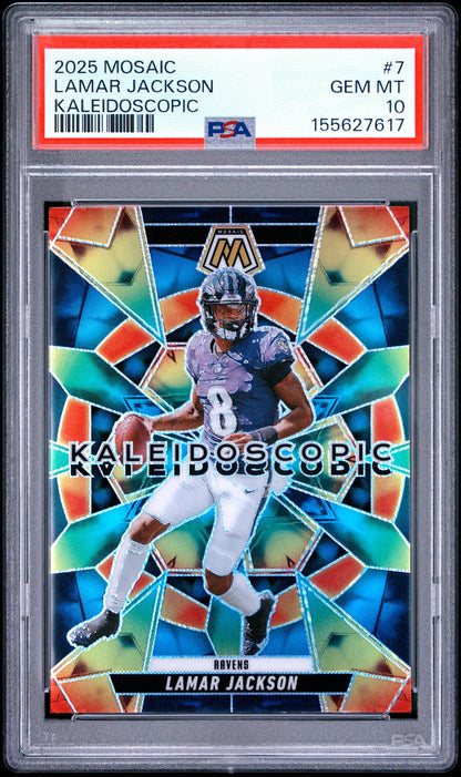 2025 PANINI MOSAIC KALEIDOSCOPIC 7 LAMAR JACKSON PSA 10